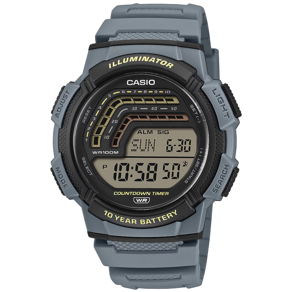Мъжки часовник Casio - WS-1800-2AVEF -  синя каишка, дигитален дисплей, casio illuminator