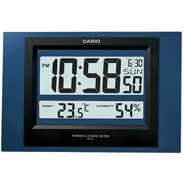 стенен или настолен часовник Casio, дигитален вин с черна рамка