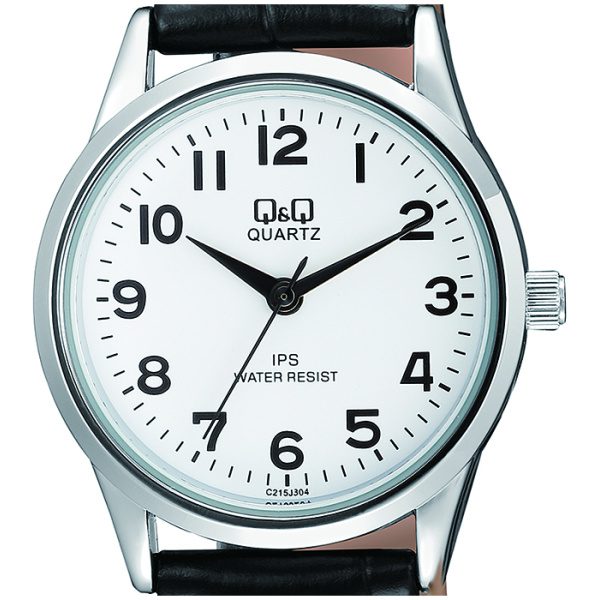 Дамски часовник Q&Q – C215J304Y с черна кожена каишка