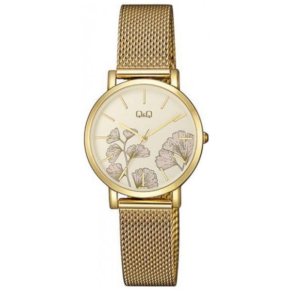 Дамски часовник Q&Q – QA21J031Y със златиста верижка тип гривна