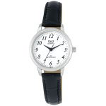 Дамски часовник Q&Q – C155J314Y с черна кожена каишка