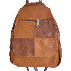 Удобна дамска раница с много джобове кафява