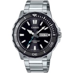 Мъжки часовник Casio със сива стоманена верижка и черен циферблат