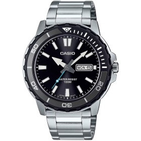 Мъжки часовник Casio със сива стоманена верижка и черен циферблат