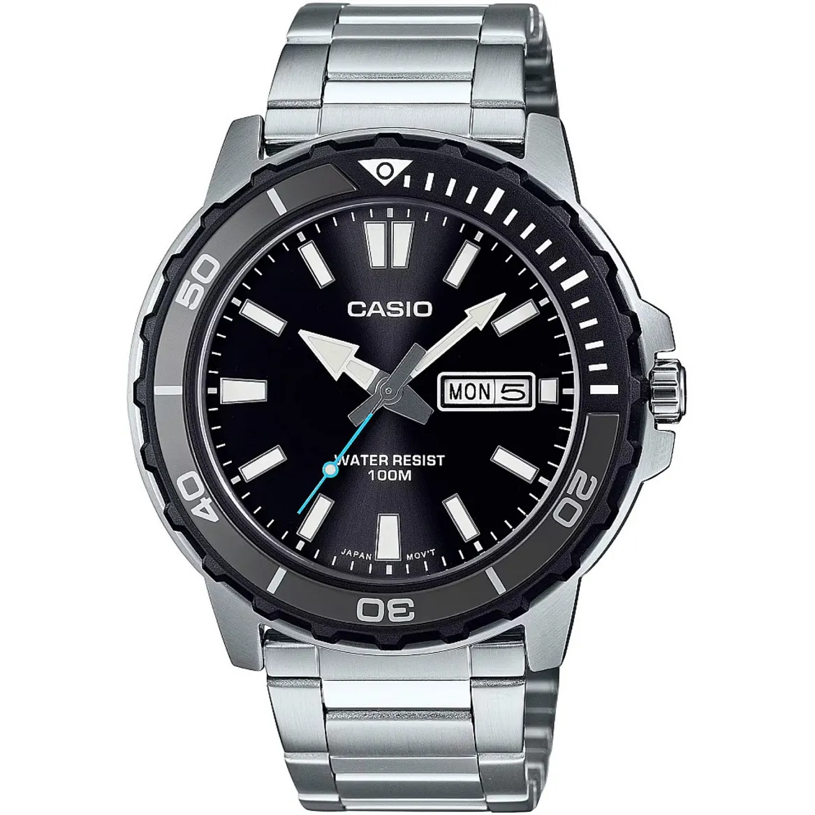Мъжки часовник Casio - MTD-125D-1AVDF Мъжки часовник Casio със сива стоманена верижка и черен циферблат