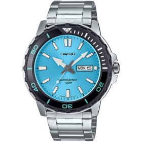 Casio MTD‑125D‑2A3VDF – мъжки спортен часовник с син циферблат, метална верижка и водоустойчивост 100 м.