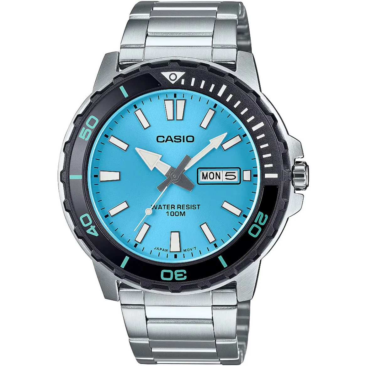 Casio MTD‑125D‑2A3VDF – мъжки часовник със син циферблат и водоустойчивост 10 ATM Casio MTD‑125D‑2A3VDF – мъжки спортен часовник с син циферблат, метална верижка и водоустойчивост 100 м.