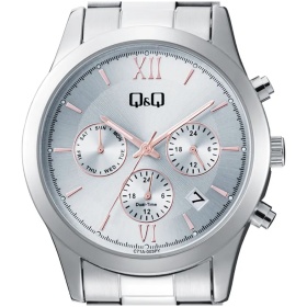 Дамски часовник Q&Q Dual-Time - C71A-003PY , аналогов циферблат с втора часова зона и дата от месеца