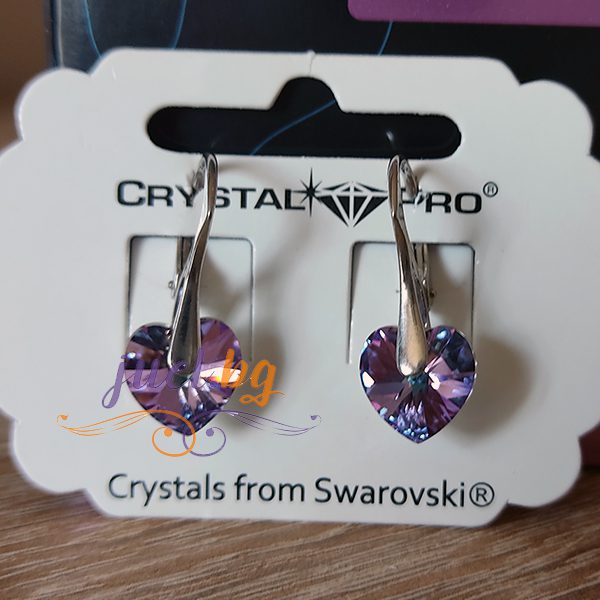 Дамски обеци Heart Vitrail Light Crystal Pro® с кристали Swarovski®