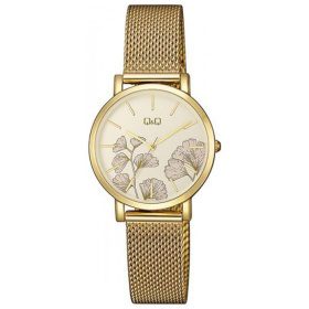 Дамски часовник Q&Q - QA21J031Y със златиста верижка тип гривна
