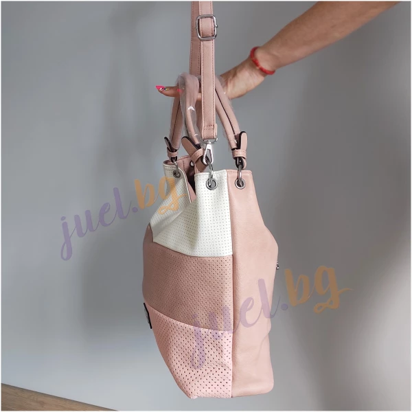 Розова дамска чанта тип торба