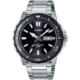 Мъжки часовник Casio със сива стоманена верижка и черен циферблат